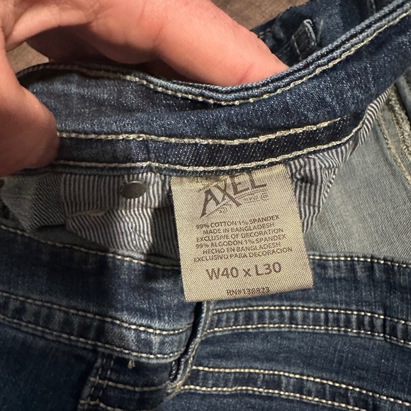 TK Axle 40x30  Slim Boot Jeans Blue Denim Pants Faded EATON Embroide - Picture 5 of 7